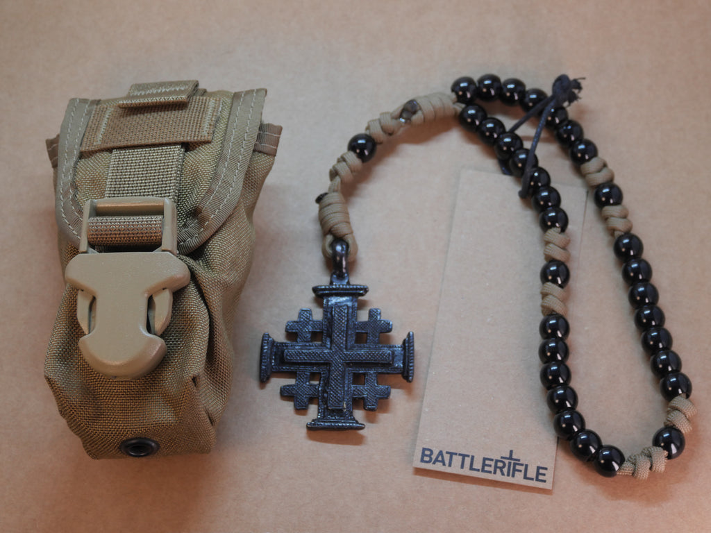 Black on Coyote Brown Protestant Beads