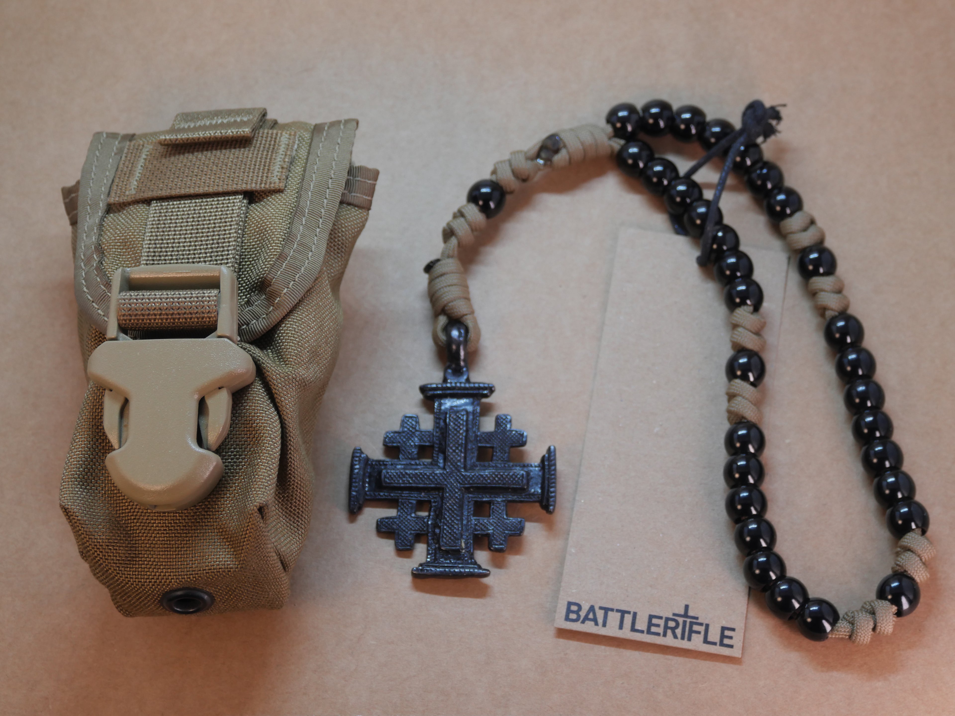 Black on Coyote Brown Protestant Beads